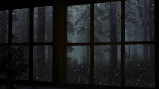 Rain On Window with Thunder Sounds  Rain in Forest at Night  10 Hours [upl. by Kcitrap]