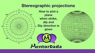 Stereographic projection  Structural Geology  How to plot a Plane in Stereonet  Type 1 [upl. by Northington]