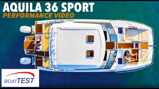 Aquila 36 Sport Power Catamaran 2021  Test Video by BoatTESTcom [upl. by Analem]