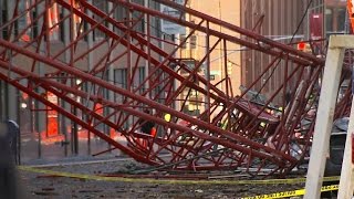 Watch New video of NYC crane collapse [upl. by Aerdnaek]