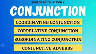 Conjunction  types of conjunction in English grammar  parts of speech grammar [upl. by Ayanaj]