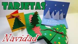 HAZ TARJETAS DE NAVIDAD FÁCILES  4 ideas DIY  EASY CHRISTMAS CARDS [upl. by Omidyar]