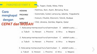 PSIKOTES IST PART 9 Menghapal Cepat [upl. by Couhp]